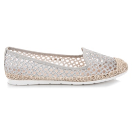 Vinceza Durchbrochene Ballerina-Espadrilles grau