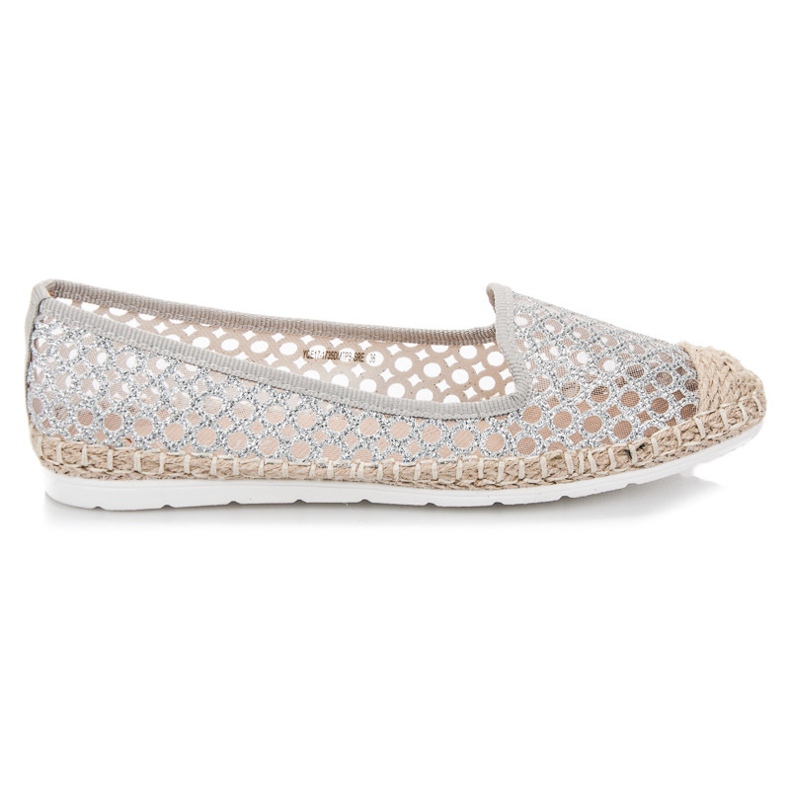 Vinceza Durchbrochene Ballerina-Espadrilles grau