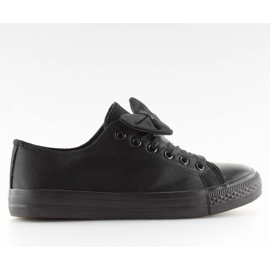 Schwarze Satinsneaker für Damen 16-509 Allblack