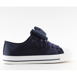 Marineblaue Damensneaker aus Satin