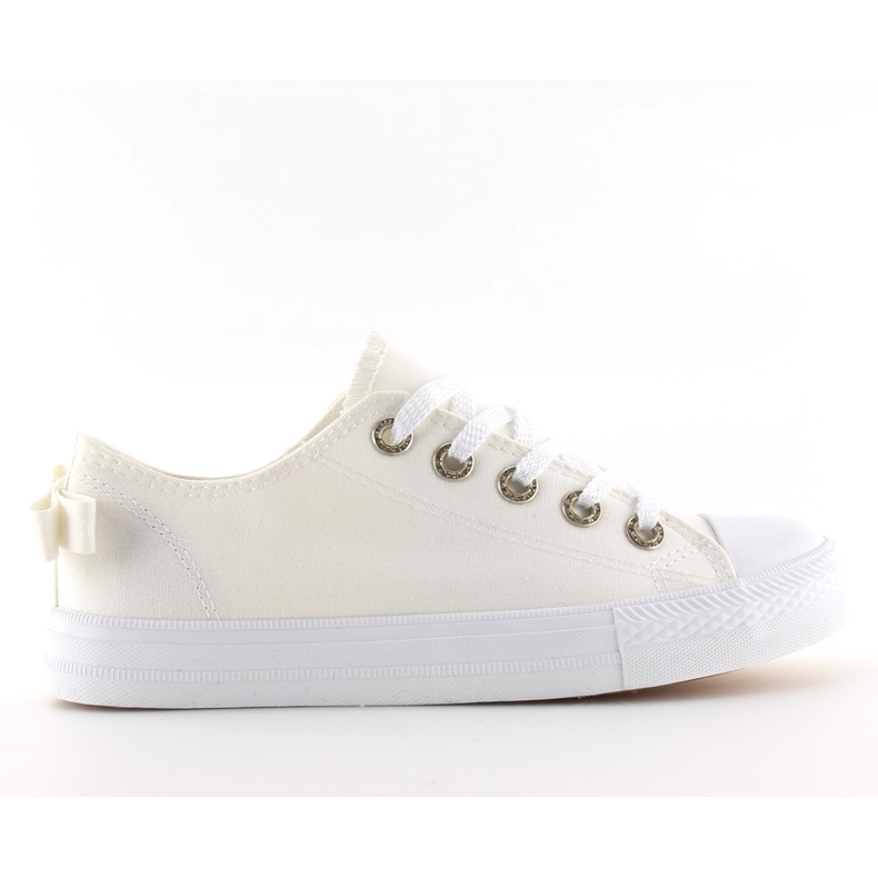 Weiße Damenturnschuhe mit Schleife 8935 White