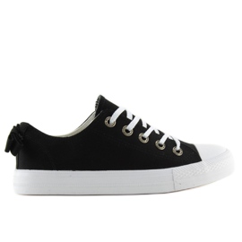 Schwarze Damenturnschuhe mit Schleife 8935 Black