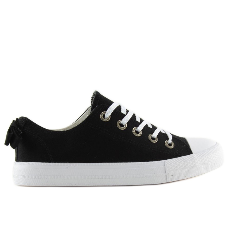 Schwarze Damenturnschuhe mit Schleife 8935 Black