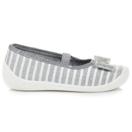 Reweks Selbstgemachte gestreifte Ballerinas grau