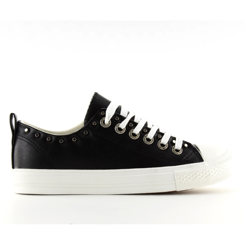 Schwarz SM-2738 Schwarze Damen-Sneakers mit Nieten