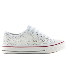 Weiße Spitzenturnschuhe für Damen NB89P weiß