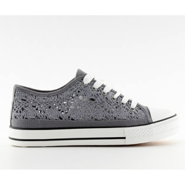 Graue Spitzenturnschuhe für Damen NB89P grau