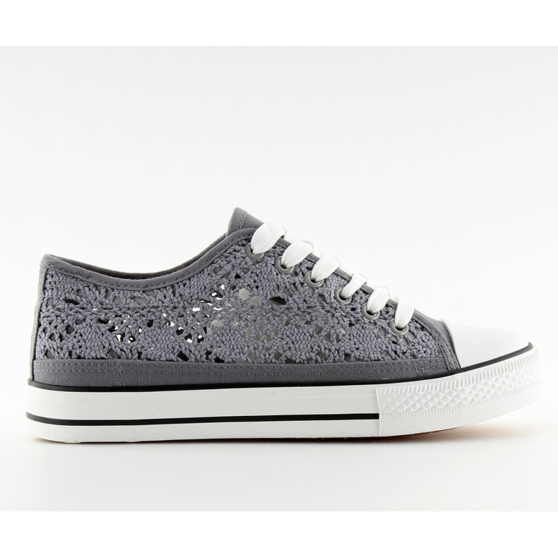 Graue Spitzenturnschuhe für Damen NB89P grau