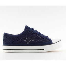 Marineblaue Spitzenturnschuhe für Frauen NB89P Blue navy blau