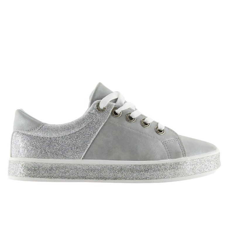 Graue glänzende graue Damenturnschuhe BL125 Grau