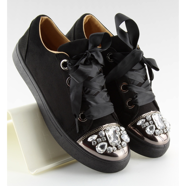 Schwarze Turnschuhe mit Steinen 6192 Schwarz