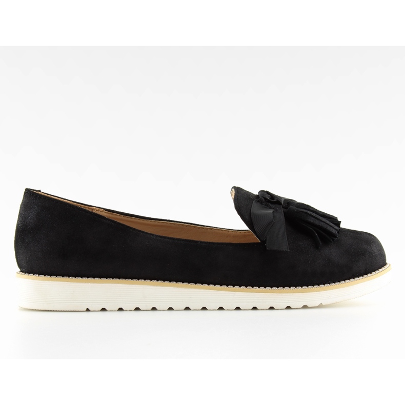 Schwarz Damen-Loafer mit Fransen 7214 Schwarz