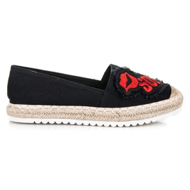 Espadrilles mit Patches schwarz