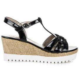 Kylie Lackierte Keilsandalen schwarz