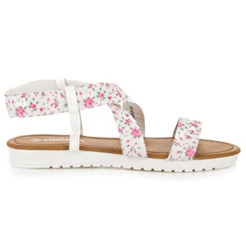 Vinceza Sandalen mit Blumen weiß