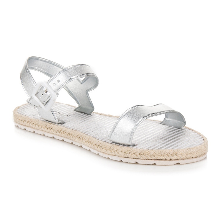 Vinceza Flache Sandalen mit Schnalle grau