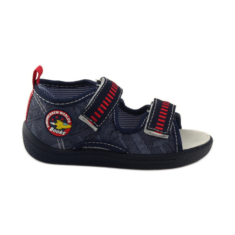 American Club Sandalen aus amerikanischem Leder mit Innensohle navy blau rot