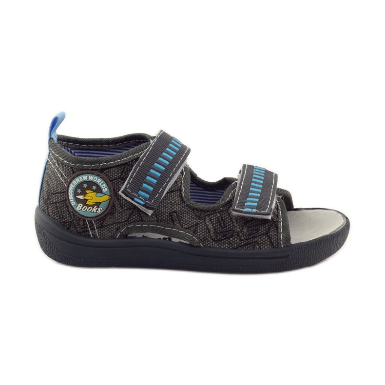 American Club Sandalen aus amerikanischem Leder mit Innensohle grau blau