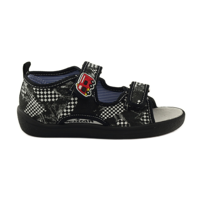 American Club Sandalen aus amerikanischem Leder mit Innensohle weiß schwarz