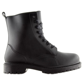 Schwarze Stiefel geschnürt schwarz D56P schwarz