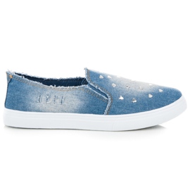 Bella Paris Slipons mit Strasssteinen blau