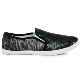 Sneakers zum Hineinschlüpfen mit Silberfaden schwarz