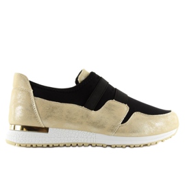 Schwarze Damen Sportschuhe KB-060 SCHWARZ / GOLD gelb