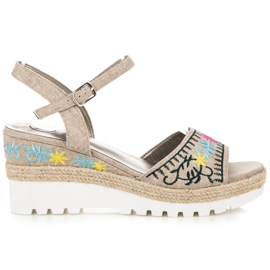 Kylie Bestickte Espadrilles-Sandalen braun