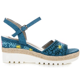Kylie Bestickte Espadrilles-Sandalen blau