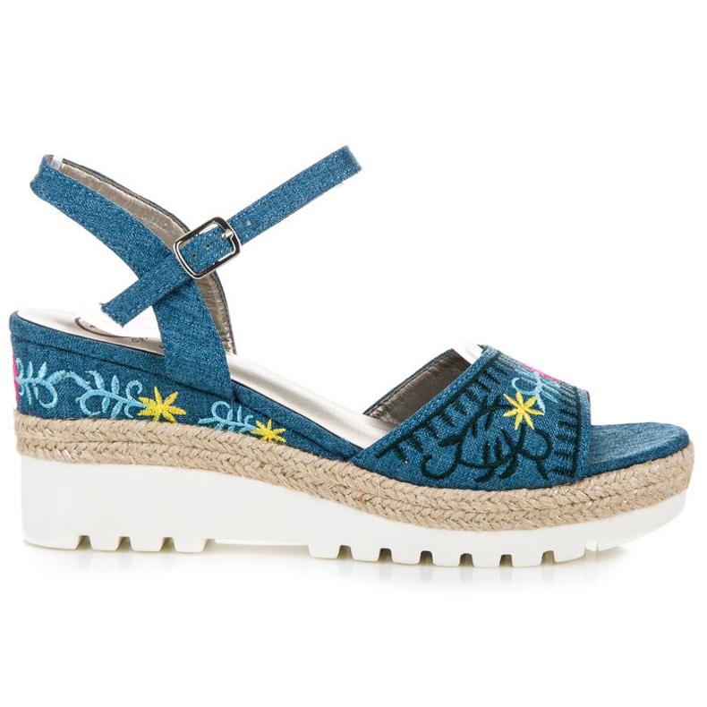 Kylie Bestickte Espadrilles-Sandalen blau