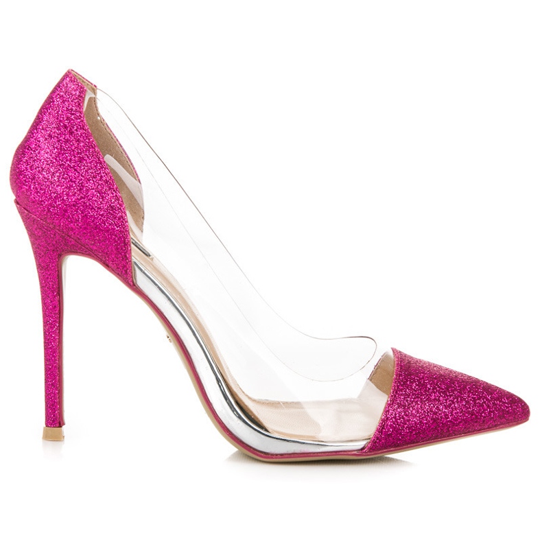 Vices Transparente Absätze mit Glitzer rosa