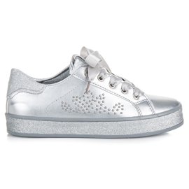 Glitter Turnschuhe mit einem Band grau