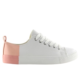 Zweifarbige weiße Turnschuhe BK378 White / Bare Pink
