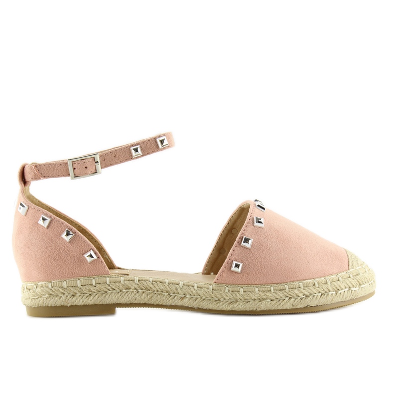 Espadrilles mit rosa 99-26 rosa Nieten