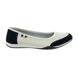 Damenballerinas aus Leder Filippo weiß marineblau
