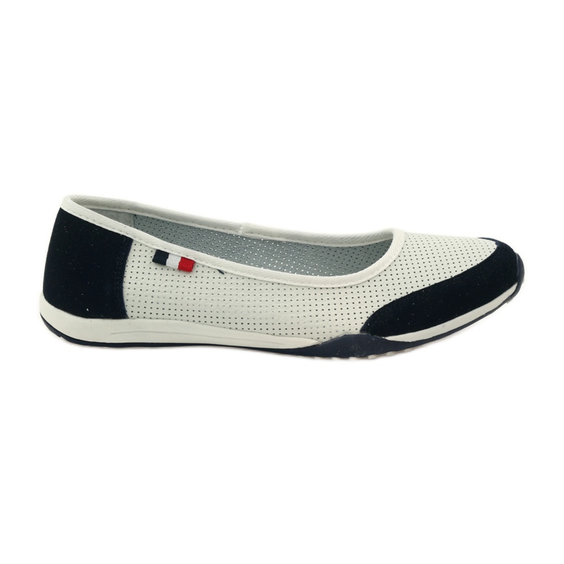 Damenballerinas aus Leder Filippo weiß navy blau