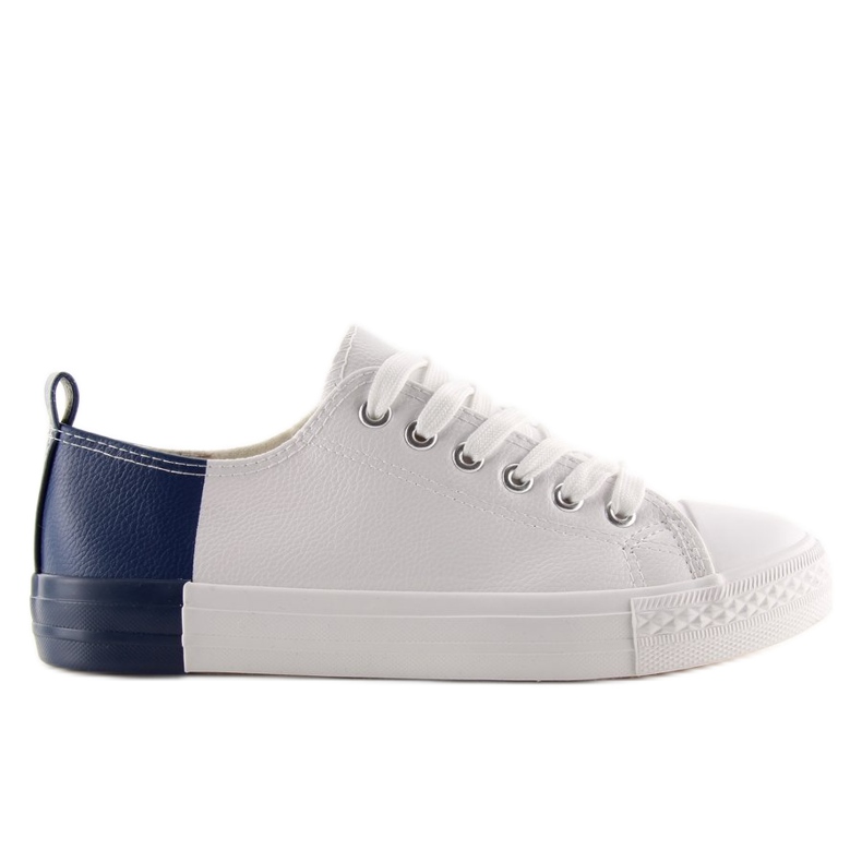 Zweifarbige weiße Turnschuhe BK378 WHITE / D.BLUE