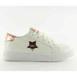 Weiße Damenturnschuhe 343-Y Gold gelb