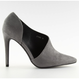 Asymmetrische graue Pumps auf einem grauen ZY098 Grauer Absatz