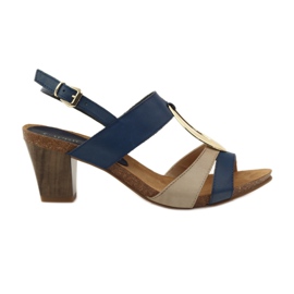 Caprice Damen Ledersandalen 28307 braun gelb marineblau