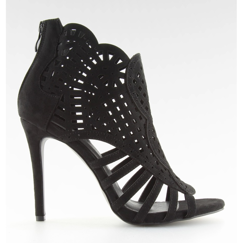 Schwarze offene Stiefel offene Spitze M286 Schwarz