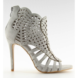 Graue offene Stiefel offene Spitze M286 grau