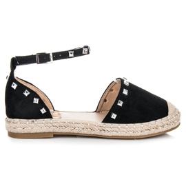 Nio Nio Flache Espadrilles-Sandalen schwarz