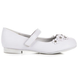 American Club Weiße Ballerinas mit Klettverschluss