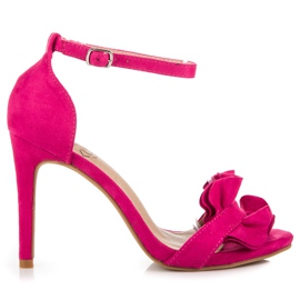 Kylie Sandalen auf hohem Absatz mit Rüschen rosa