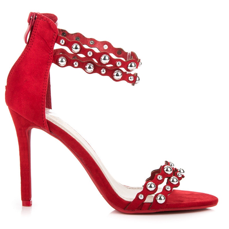 Vinceza Rote Sandalen mit Ornamenten