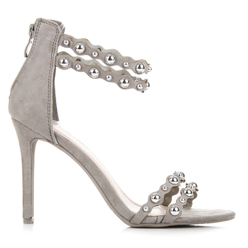 Vinceza Graue Sandalen mit Ornamenten