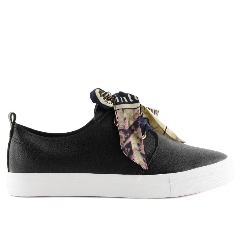 Schwarz XL09P Schwarze Turnschuhe, die mit einem Band gebunden sind