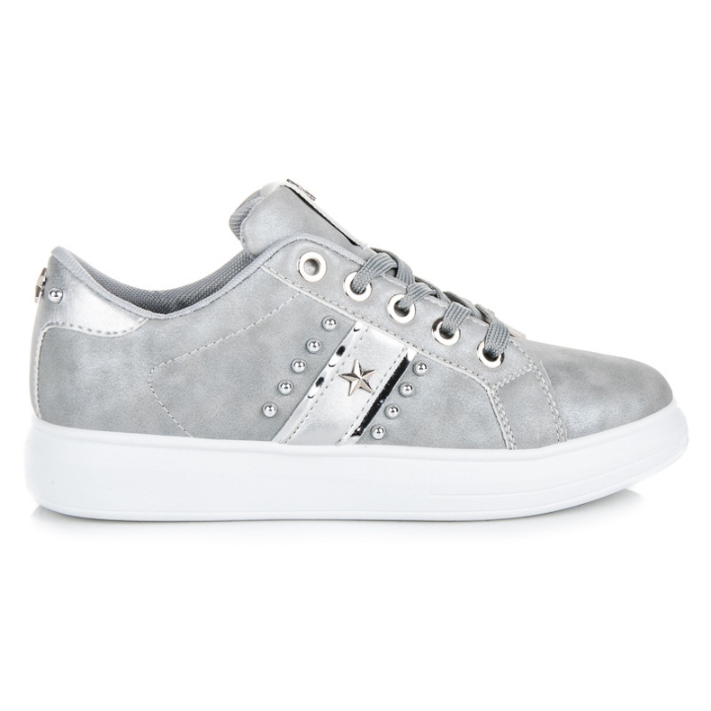 Silber gebundene Turnschuhe grau
