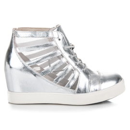 Kylie Silberne Sneaker mit Keilabsatz grau